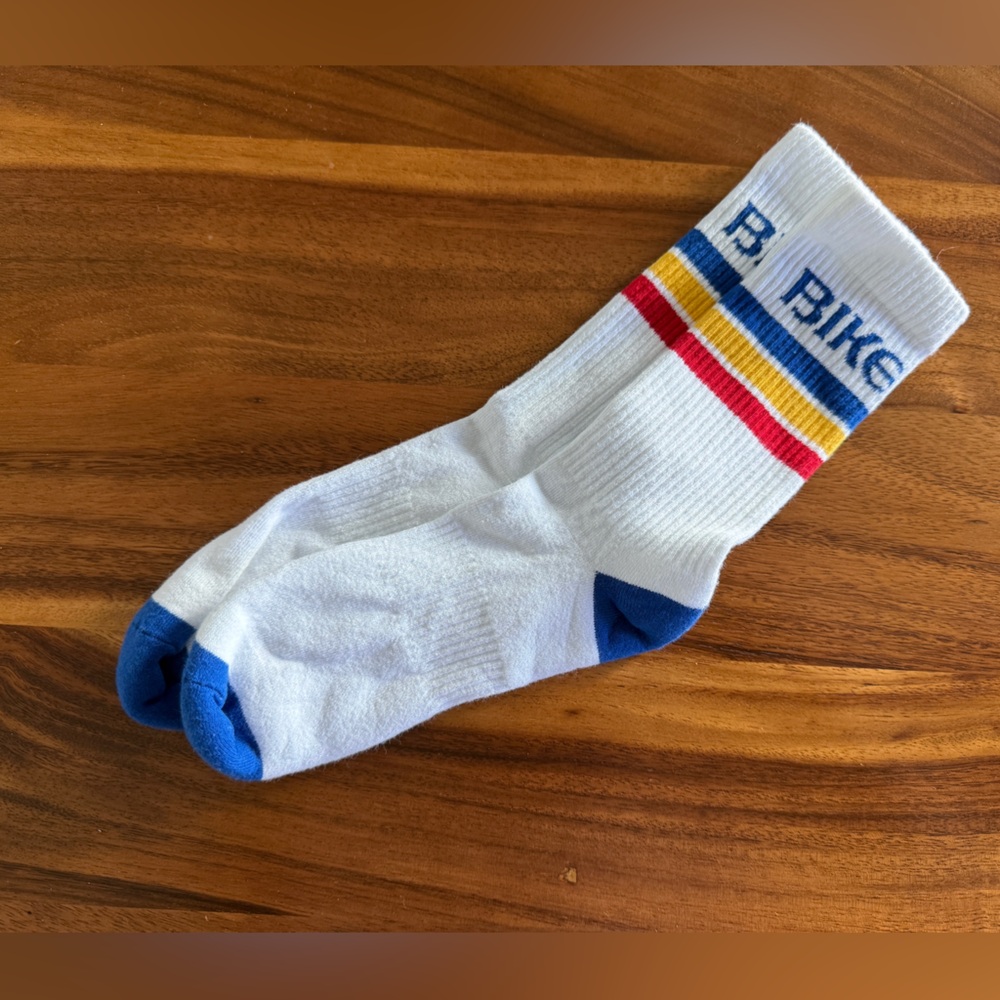 Bike White and Blue Athletic Socks with Stripes